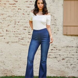 Blue Turtle Jennie High‎ Rise flare Jeans woman’s sz 15 western stretch boutique